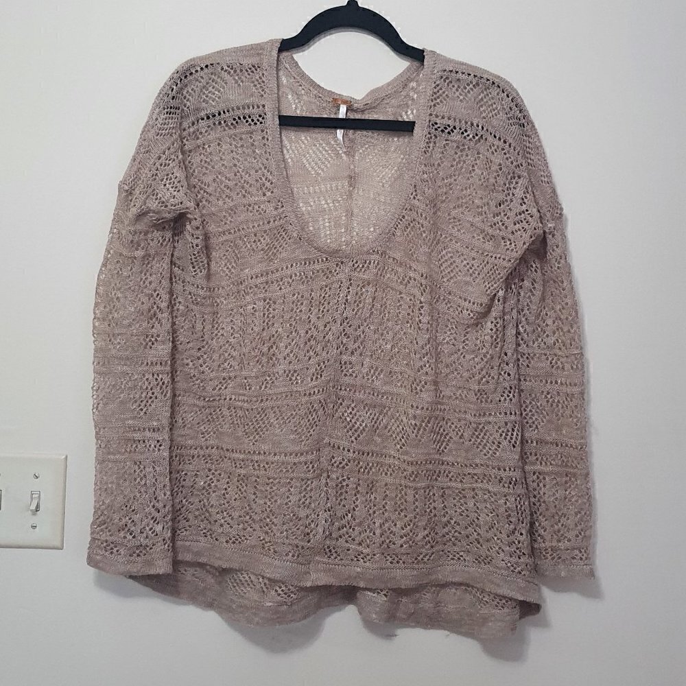 Free People Blended Linen Loose Knit Top